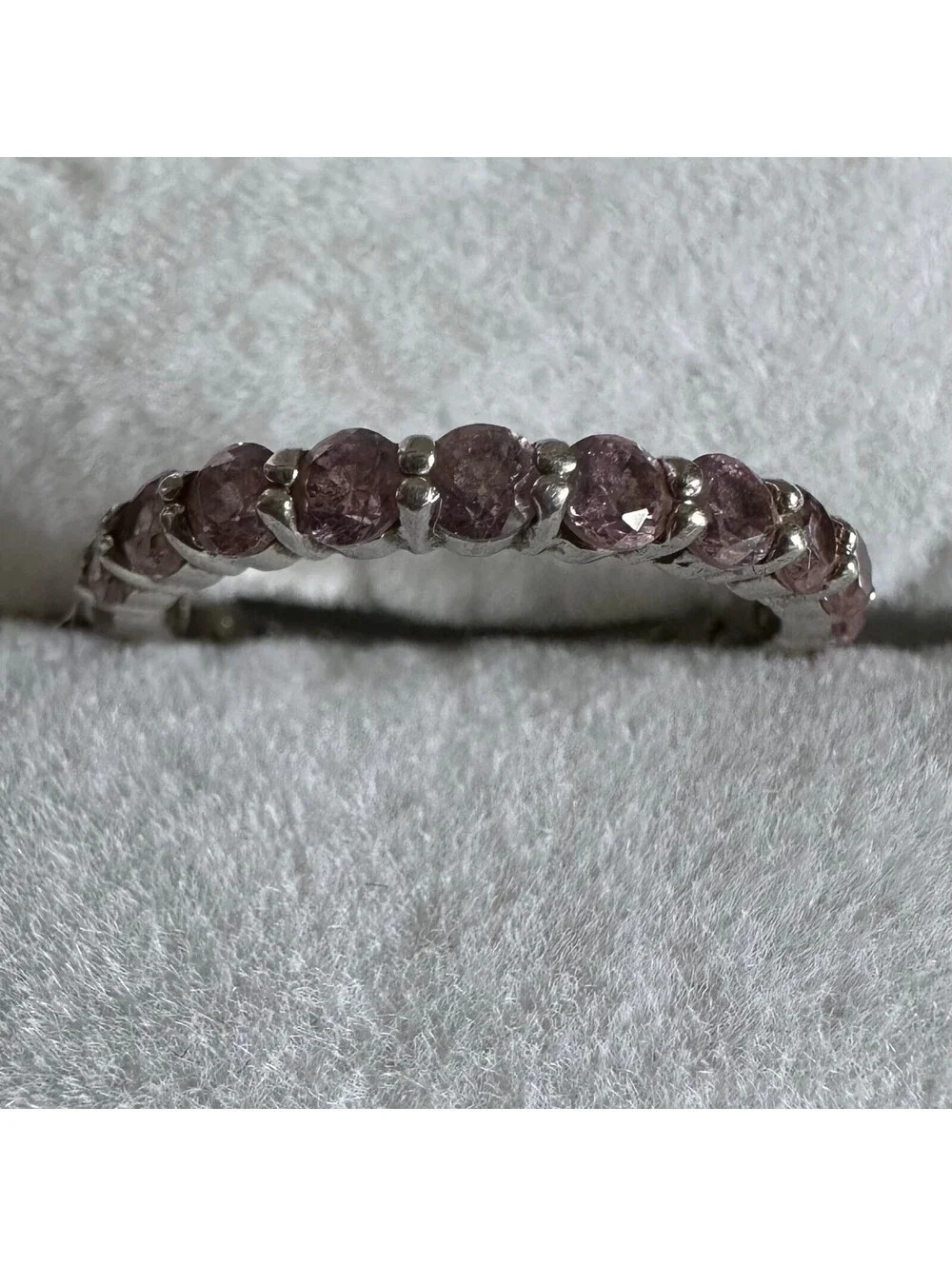925 Sterling Silver Pink CZ Full Eternity Band Ring Size 7 2g